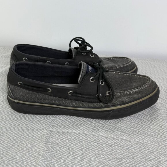 Sperry Topsider Boat Shoes Mens 11.5 M Black Gray Casual Preppy - Picture 1 of 9